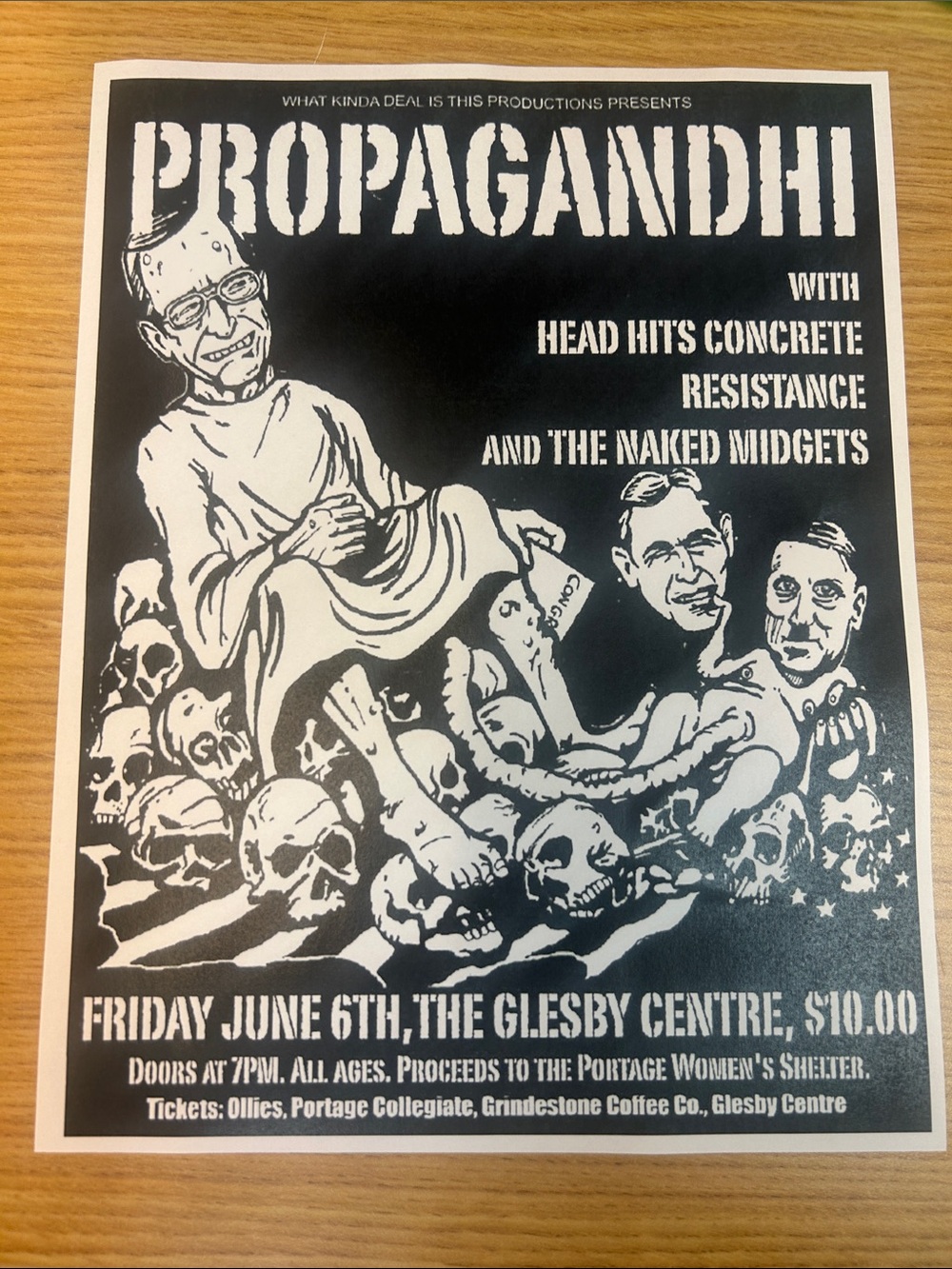 Propagandhi original flyer hometown portage show EUC